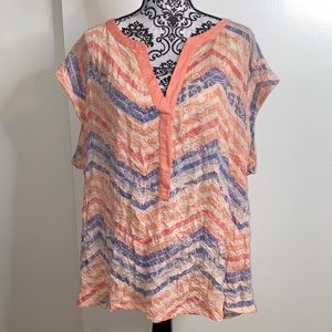 Daisy Fuentes Size 3X Pink/Purple Chevron Shirt